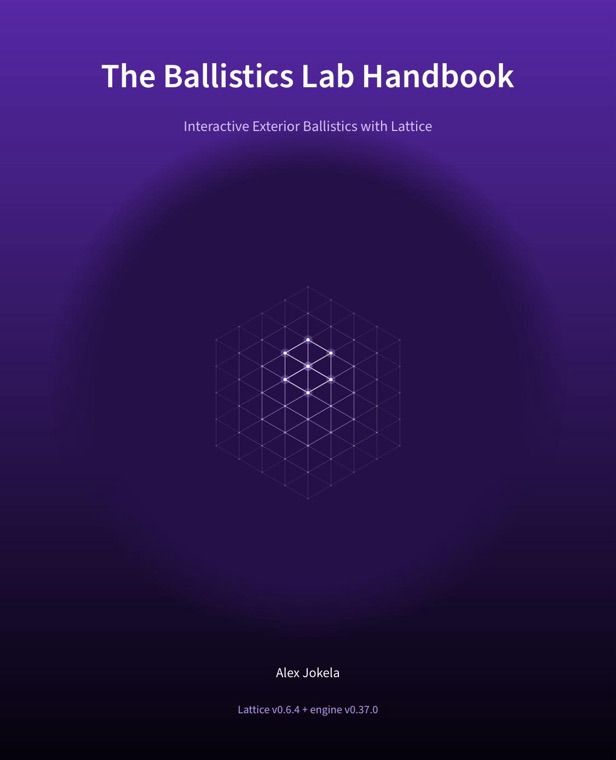 Cover of The Ballistics Lab Handbook: a wireframe lattice cube on deep purple